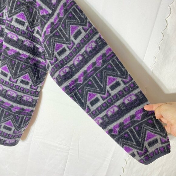 Vintage Rough Dress Purple Grey Geometric Print Half Zip Pullover Fleece XL - Picture 6 of 14
